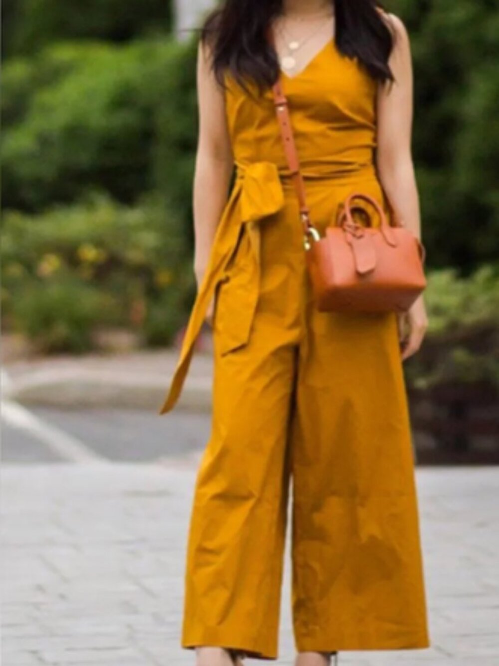 J CREW POPLIN MUSTARD SLEEVELESS WIDE LEG WRAP PANT JUMPSUIT WOMENS 2